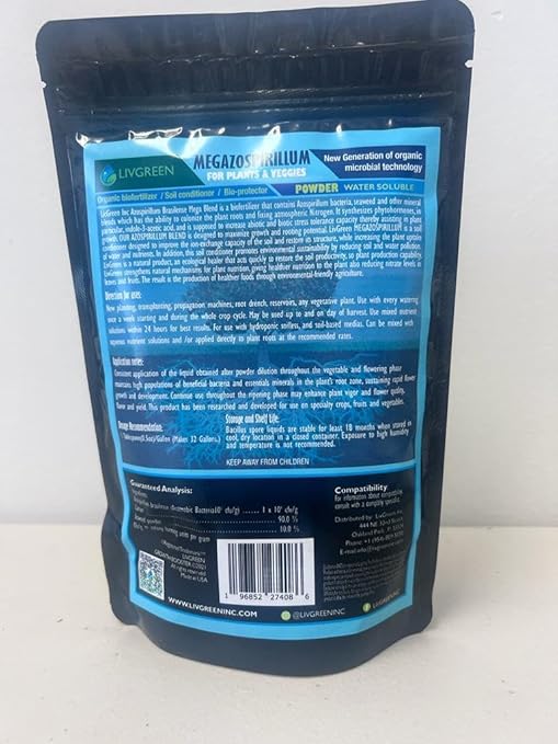 Megazospirillum Azospirillum Super Blend Organic Bio Fertilizer Boost plant growth and root mass perfect for new plantings transplants and propagation.