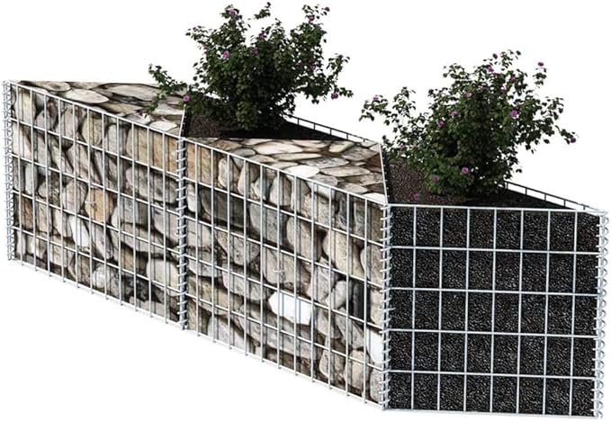 Gabion Raised Bed Steel Gabion Basket Post/Planter Raised Vegetable Bed Outdoor Steel Garden Decoration Galvanized Steel 47.2x11.8x19.7