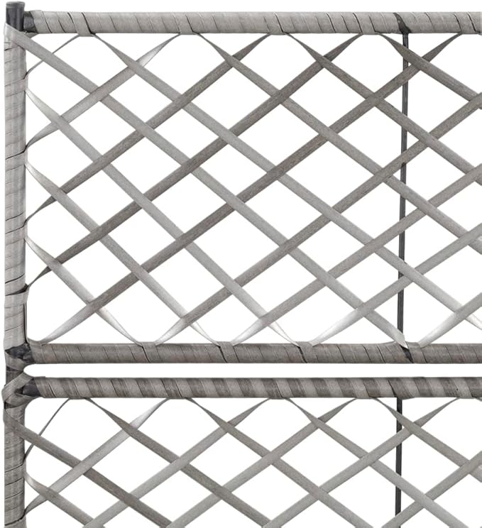 Trellis Raised Bed Planter Raised bedsGalvanized PlanterFlower BedTroughMetal PlanterRaised Garden Bedwith 2 Pots 22.8 x 11.8 x 42.1 Poly Rattan Gray