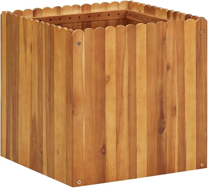 Garden Planter Raised Bed Patio Flower Plant Vegetable Bed with Slatted Bottom Wooden Lawn Backyard Outdoor Patio DIY DecorAcacia Wood 19.6x19.6x19.6