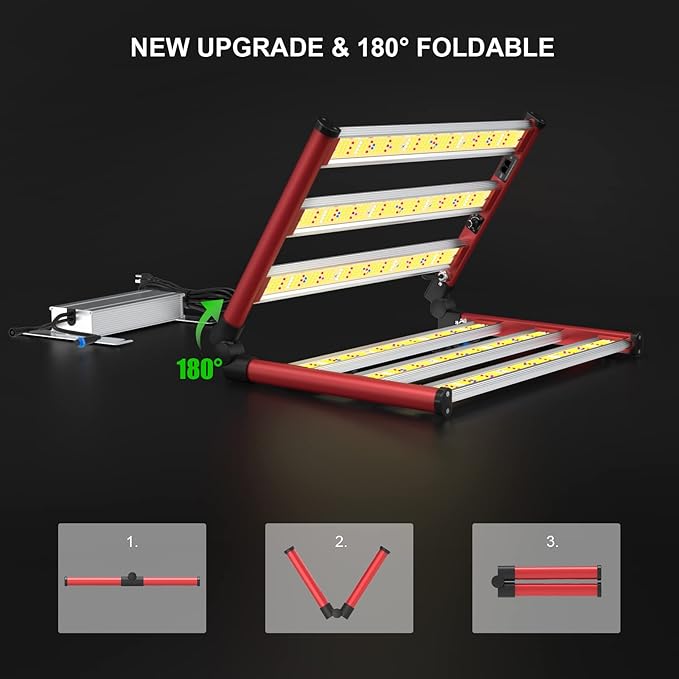AGLEX 330W Led Grow Lights Full Spectrum Grow Light with UV IR Daisy Chain Foldable &amp Dimmable Plant Bar Style Grow Light for Indoor Growing Commercial Hydroponic Growing Lamp 3x4 FT Core Covera
