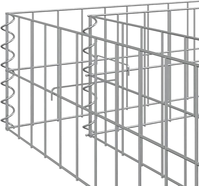 Gabion Raised Garden Bed Silver Galvanized Steel 39.4x39.4x7.9 Inch Square Outdoor Planter for Vegetables Flowers