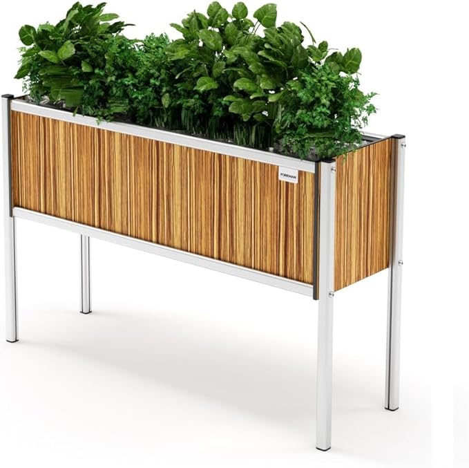 Foreman Raised Garden Bed with Legs- Outdoor Garden Box- 36”Lx12”Wx25”H Elevated Planter Box for Backyard Patio Balcony Zebrano