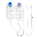 Double-Pocket StyleWater Drip BagsNutrition Bag Fluid Dripper Supply with Large Bore &amp Tube1200ml with Flush Feeding Bag (2Pcs)