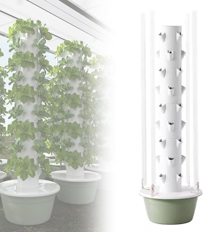 Vertical Hydroponic Grow Tower Hydroponics Growing System Hydroponic Growing Kits &amp Systems Hydroponics Tower with LED Grow Light with Hydrating Pump Adapter for Fruits and Vegetables20pods
