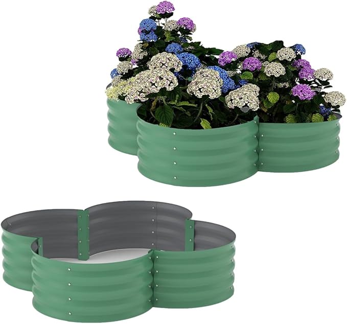 2-Pack Galvanized Raised Garden Beds 48x48x12 in Outdoor Planter Boxes with Open Base for Vegetables Herbs Flowers. Rust-Resistant Steel Raised Garden Beds for Backyard Patio Lawn Green