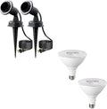 EDISHINE 120V Spotlights Outdoor Plug in Outdoor Flood Stake Lights Waterproof Landscape Lights Socket LED PAR38 Flood Light Bulb 2 Pack Dimmable Light Bulb E26 3000K
