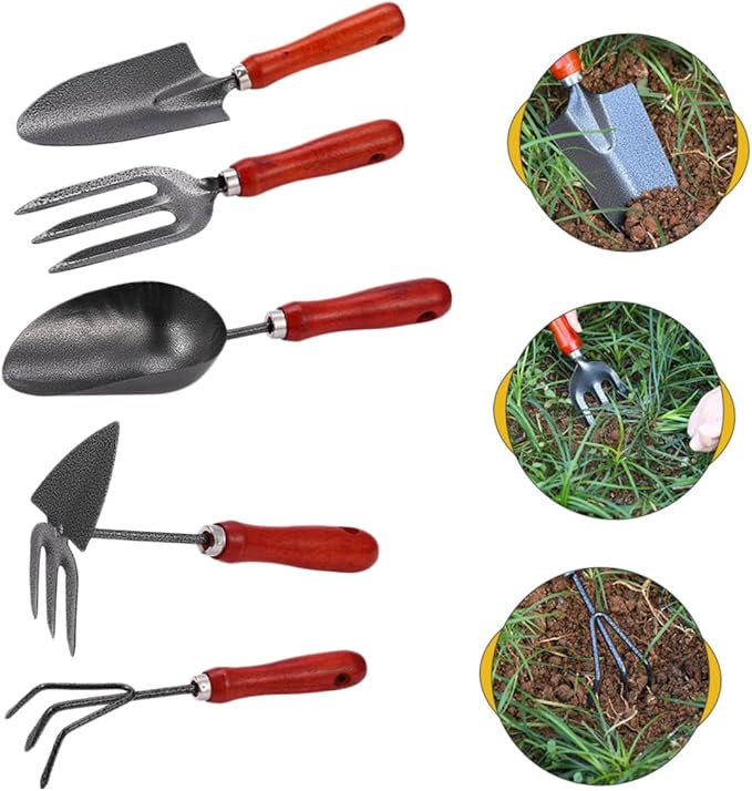 DOITOOL Multipurpose Garden Tool with Shovel Hoe and Rake for Flower and Vegetable Planting Outdoor Gardening Tools for Easy Digging and Soil Cultivation