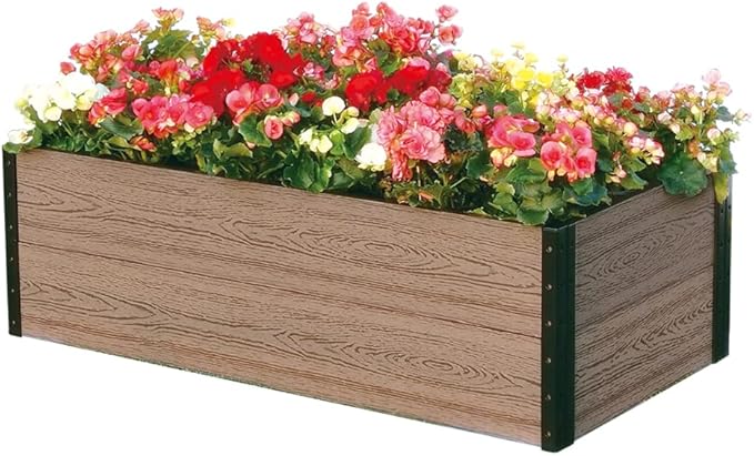 Everbloom Modular Wallside Wood Plastic Composite Raised Garden Bed with Open Bottom 45” L x 24” W x 14” H-Revitalize Your Green Space with The Ultimate Yard Planters for Veggies Flowers&ampHerbs