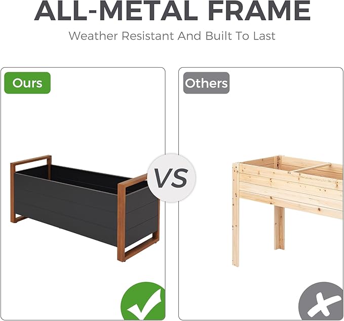 Grand patio Metal Raised Garden Bed Outdoor Raised Planter Box with Woodgrain Finish Elevated Planter Box
