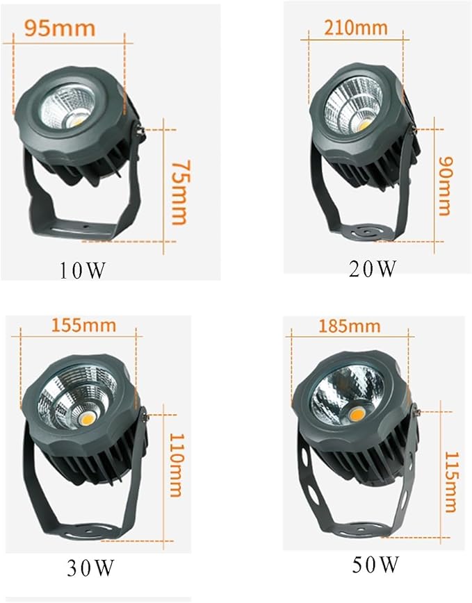 Flood Light IP65 Waterproof Outdoor Spotlight AC85-265V Spotlight Led Beam Light 180° Rotation Spotlight Long-Distance Narrow Beam Spotlight For SLawn Lighting(White Light50W-AC85-265V)