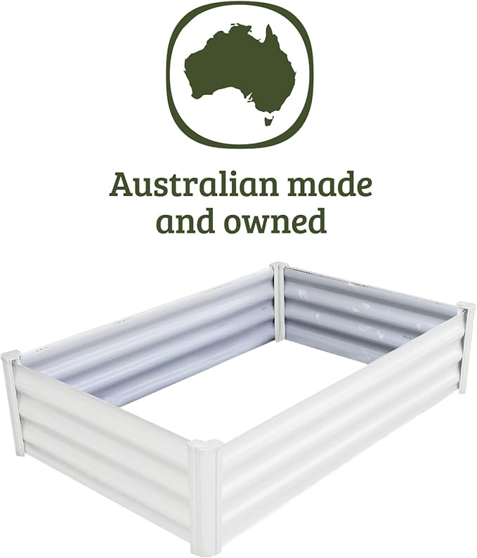 ABSCO The Organic Garden Co. Premium Galvanized DIY 4' x 3' Rectangle Garden Bed with Easy Assembly Superior Drainage Surfmist White Steel Metal Planter Box 12 Walls for All Plants