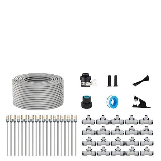 New Drip Irrigation KitsQuick Connector Automatic Irrigation Systemwith Replaceable Bending Dropperatomizing Copper Nozzle for Watering System for Garden Plant Lawn Patio. (25M)