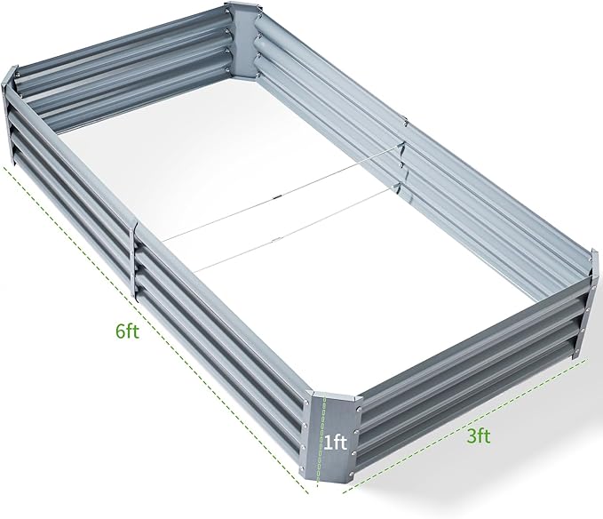 Land Guard 6×3×1ft Galvanized Raised Garden Bed Kit for Vegetables Galvanized Large Metal Planter Raised Garden Boxes Outdoor(Modern Grey)…