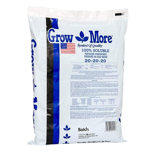 Grow More 20-20-20 Water Soluble Fertilizer - 25lb Bag of All Purpose Fertilizer for Exceptional Crop Yields - All Purpose Plant Food for Vegetables Flowers Trees Shrubs and Houseplants