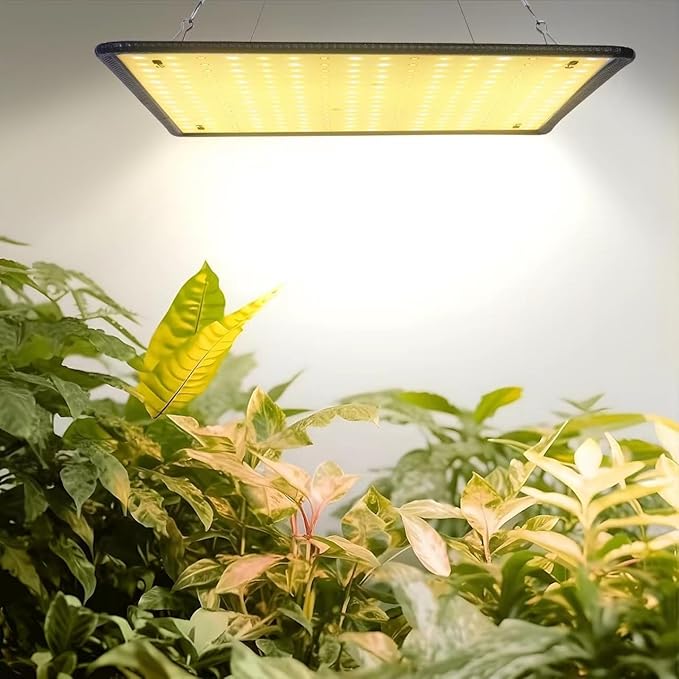 Full Spectrum LED Grow Light for Indoor Plants with UV&ampIR Sunlight Simulating Plant Hanging Grow Light for Seedlings Vegetables Peppers (60W Actual Power)