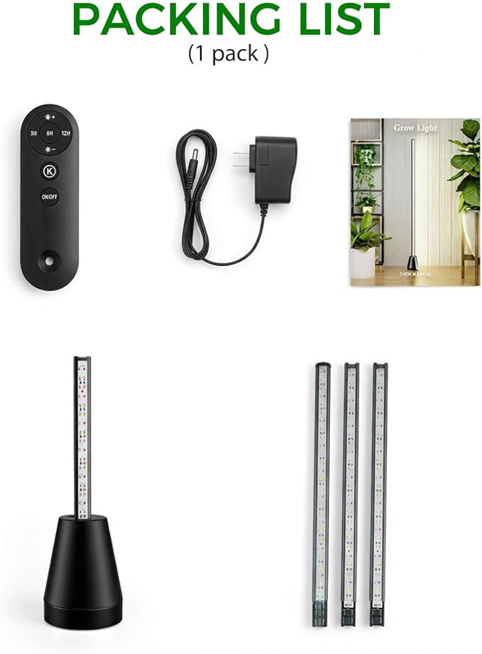 2 Packs Grow Lights for Indoor Plants with Timer Full Spectrum Grow Lights with 384 LEDs Vertical Plant Light Standing Plant Lamp 60 5 Level Dimmable
