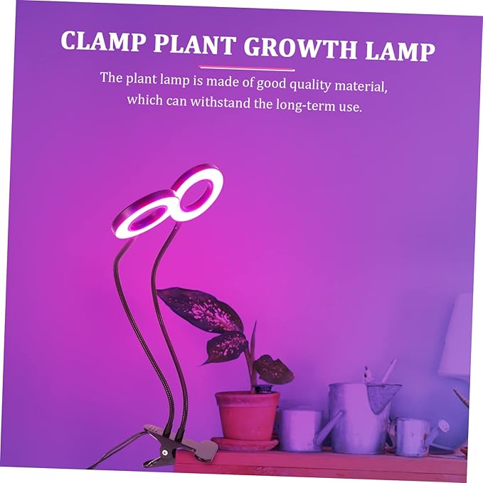 BESTonZON Indoor Plant Growth Lamp with Dual Head LED Light for Enhanced Growth USB Powered Timer for Succulents and Indoor Gardening Promotes Healthy Plants and Higher