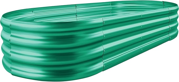 Land Guard 8×4×1 ft Green Raised Garden Bed Garden Raised Bed Above Ground Flower Bed for Vegetables Flowers Herbs（Green）…