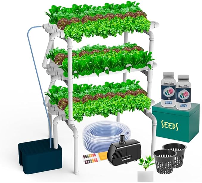 Hydroponic Kit N8 NFT System for 96 Plants Complete Indoor Garden with Nutrients Seeds &amp Accessories