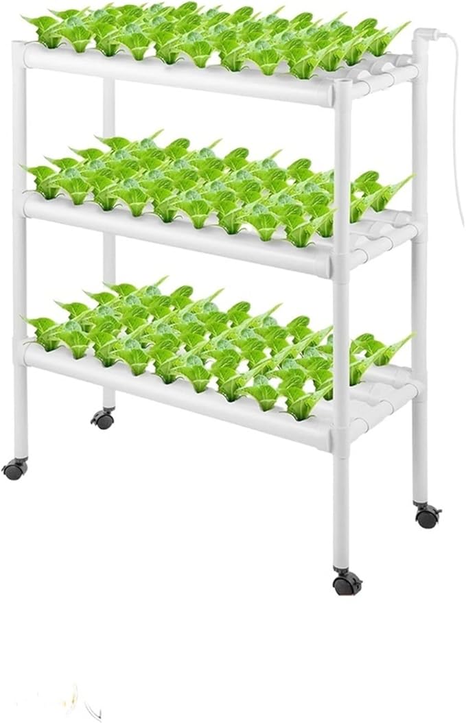 Hydroponic Tower Growing Sytem Planting Sites 3 Layers Horizontal Hydroponic System Grow Kit with 12V Water Pump Garden Plant Vegetable Planting Grow Box Easy to Install and Operate