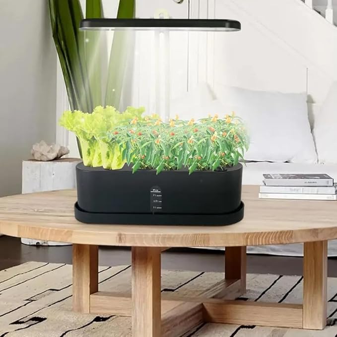 Hydroponics Growing System Full-Spectrum LED Plant Growth Light Intelligent Vegetable Germination Kit US Plug Black