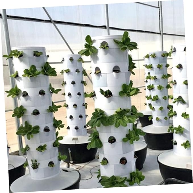 1 Set Hydroponic Equipment Hydroponic Garden Tower Terrarium Hydroponic System Vertical Hydroponic Tower Water Hydroponic Tower Parts Cups Vertical Hydroponic Planter Plastic White/1243