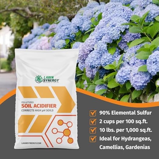Soil Acidifier - pH Correction 90% Elemental Sulfur for Lawns Blueberry Bushes Hydrangeas Vegetables and Other Acid Loving Plants. (50 lbs.)