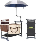 Garden Kneeler and Seat with Umbrella 2-in-1 Foldable Gardening Stool with Adjustable Bracket Detachable Tool Bags Heavy Duty Kneeling Pad for Gardening (Brown)