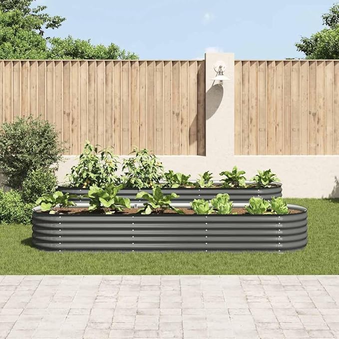Galvanized Raised Garden Bed Large 126 x 31.5 x 17.3 in Grey Steel Rectangular Outdoor Planter Box for Vegetables Herbs Flowers on Patio Backyard