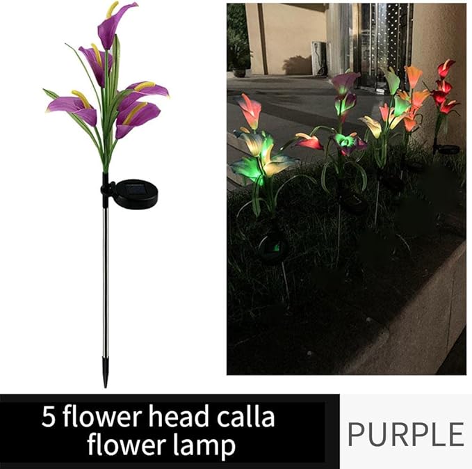 Plant Growing Lamps Multi-Color Solar Flowers Waterproof Stake Lights Path Light 5 Head Landscape Light Garden 7 Color Change