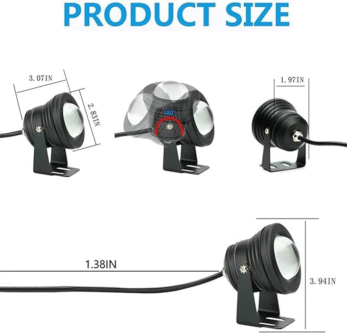 Outdoor Landscape Spotlights 10W LED Underwater Pond Lights - Ring Fountain LED Lamp RGB Remote Control Outdoor Landscape Lights IP68 Waterproof Garden Spotlight for G