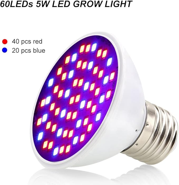 Fengyan Home Bulbs 20pcs/Lot AC85-265V 60LEDs 106LEDs Grow Light E27 Phyto Lamp Indoor LED Plant Growing Bulbs Greenhouse Grow Tent - Limited Time Offer Household Lamp (Size : 60LED)