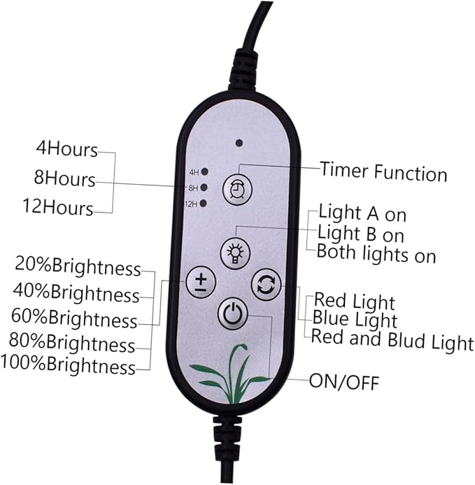 HANABASS 9w Dimmable Led Plant Lights Levels Single Head Timing Function for Indoor Garden Hydroponic Greenhouse Uv Grow Lights