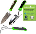 Garden Guru Garden Tool Set 3pc Hand Trowel Transplanter Cultivator – Heavy Duty Rust Resistant Stainless Steel - Ergonomic Comfort Grip Handle – Perfect Gardening Tool Kit Gifts for Women &amp Men