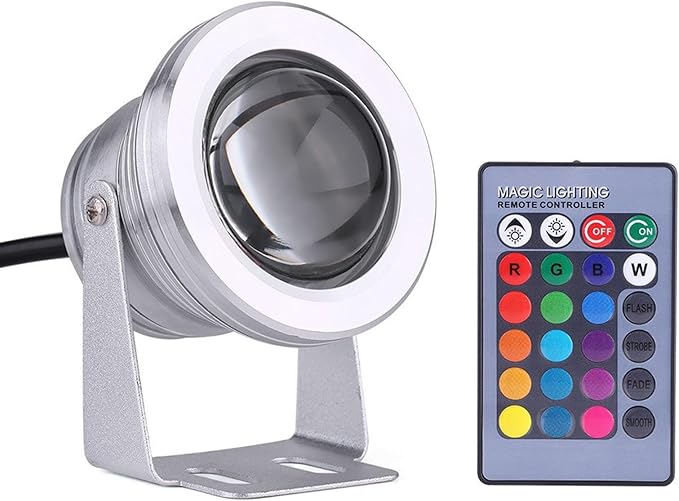 Underwater Mains Pond Lights IP68 Waterproof LED Lights Pond Lights with Remote Controller10W Multicolor LED Waterproof Lamp for Aquarium Pond(Warm White1PCS 10W(DC12V))
