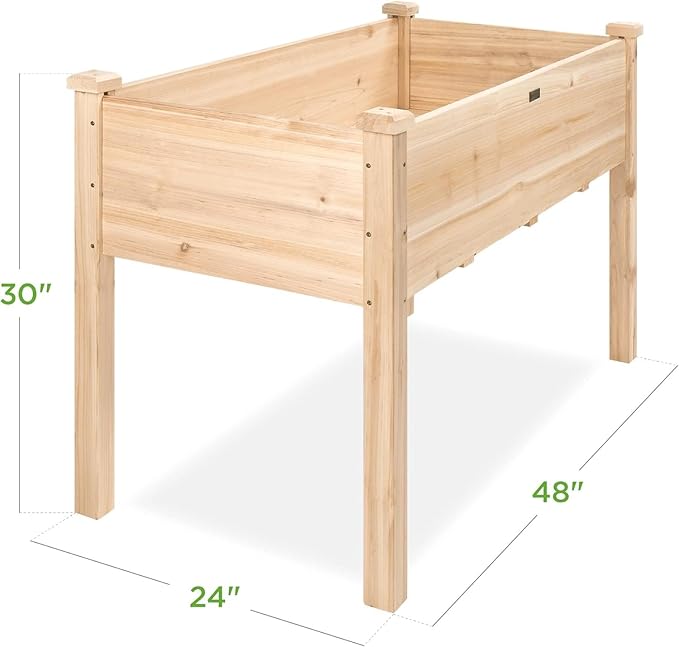 Raised Garden Bed with Legs Naturally Rot-Resistant Elevated Wood Planter Box Stand for for Backyard Patio Balcony w/Bed Liner 200lb Capacity (Natural)
