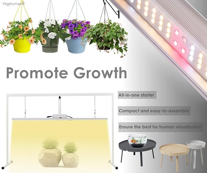 LED Grow Light Lamp Stand for Plant Vege Flower Herb GrowthFull Spectrum CRI 90+ White Light CCT 3200KIsolated Dimming Power with On/Off SwitchHeight Adjustable100W4FT