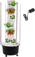 Hydroponics Growing System Kit with LED Grow Lights Hydroponic Tower Lettuce Growing Garden Indoor Herb Garden Vegetable Tower with 48 Planting Holes (8 Layer)