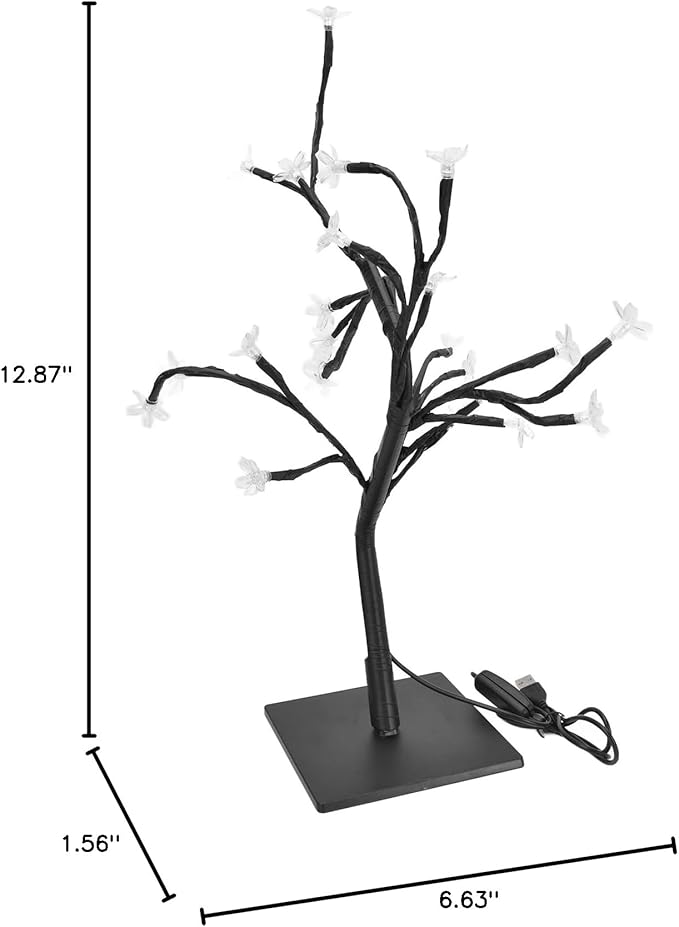 Cherry Blossoms Tree Lamp LED Cherry Tree Lamp USB Powered Bonsai with 24 Warm White LEDs Flexible Branches for Home Garden Decoration Romantic Night for Festivals