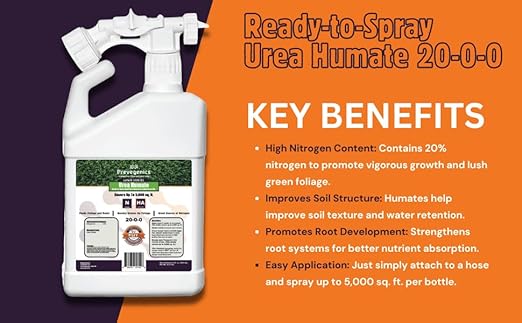 Ready-to-Spray Urea Humate Liquid Fertilizer | (32 fl. oz.) | 20-0-0 | Covers UP to 5000 SQ. FT. | for All Lawn Types | UREA Fertilizer | Quick Green UP | Feeds Foliage &amp Roots | 32 FL OZ |
