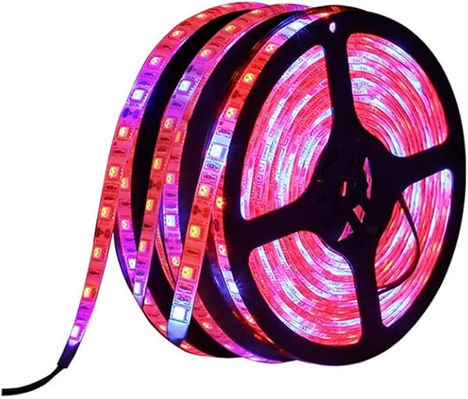 Fengyan Landscape Lights 5M LED Phyto Lamps Grow Lights SMD 5050 LED Strip Light DC12V Flower Plant Growth Lamps for Greenhouse Hydroponic Plant Growing LED Street Lamp