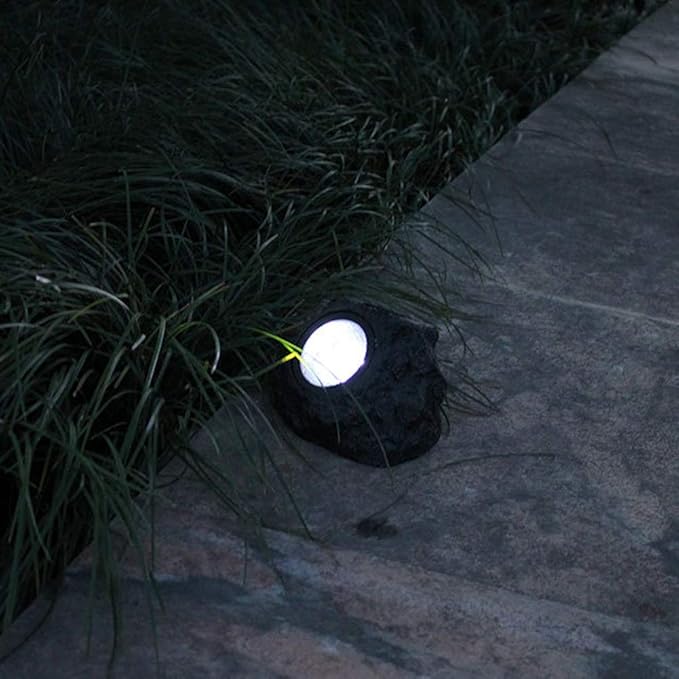 Solar Rock Light 2Pcs Small Solar Rock Lights Outdoor Solars Powered Rocks Light LED Garden Landscape Lights for Path Yard Patio Lawn Porch 4.7x5.9in