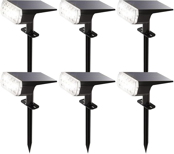 2 Pack Solar Spot Lights Outdoor 8 Lighting Modes Multicolor IP65 Waterproof Landscape Lighting for Garden Yard Patio – Solar Powered(Cool White6 Pack)