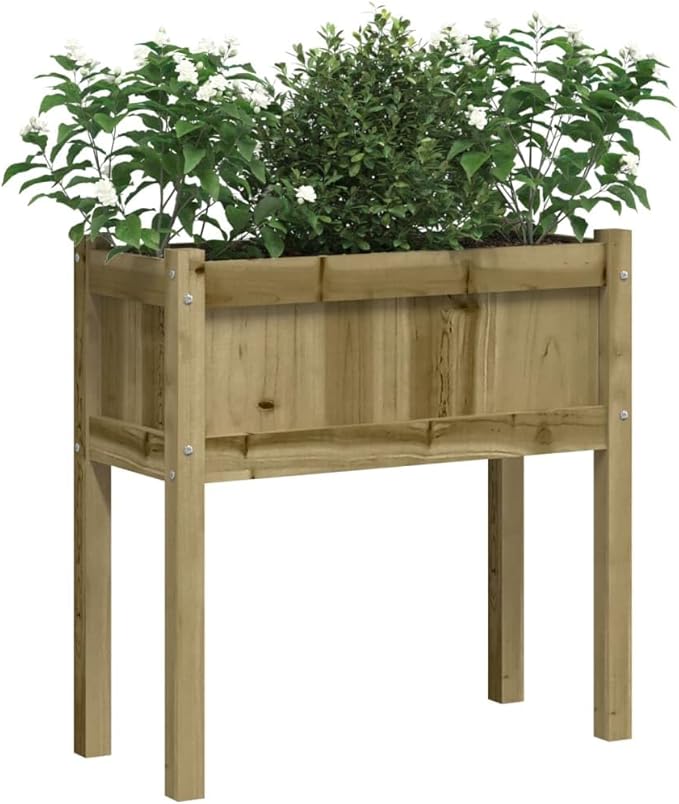 Garden Planter Box - Large Gardening Bed for Outdoor Vegetable Herb Flower Growing &amp Planting - Impregnated Pine Wood
