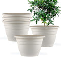 5 Pack 10 Inch Plant Pots for Indoor OutdoorPlastic Floor Planters with Drainage HolesLightweight Flower Pots for HomePatio &amp Garden(White)