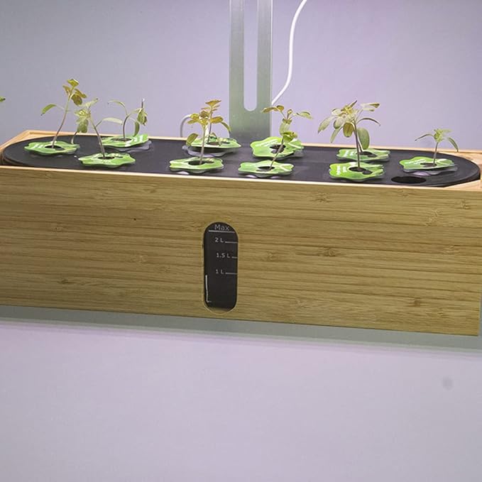 Indoor Gardening Kit Hydroponics Growing System Kit W/LED Plant Grow Light Smart Hydroponics Garden Lights Sprout LED Light Nature Bamboo e Nutrients Seeds Not Included