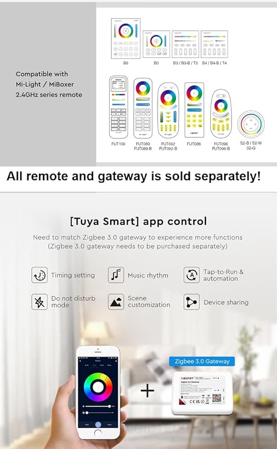 LGIDTECH FUTC05ZR Miboxer Zigbee 3.0 RGB+CCT LED Garden Light 25WCompatible with Philips Hue Amazon Echo Plus (2nd Gen)Memory and DND Function