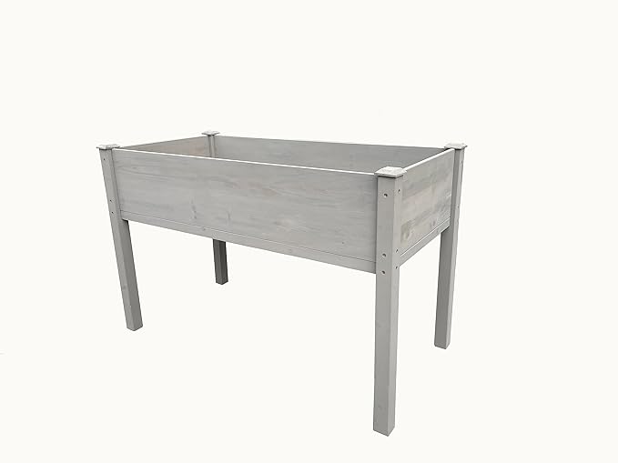 BTExpert 4ft Raised Garden Bed with Legs 48x24x30in Elevated Wood Planter Box Stand for Vegetable Flower Backyard Patio Balcony Bed Liner Outdoor - Grey 30 in Height