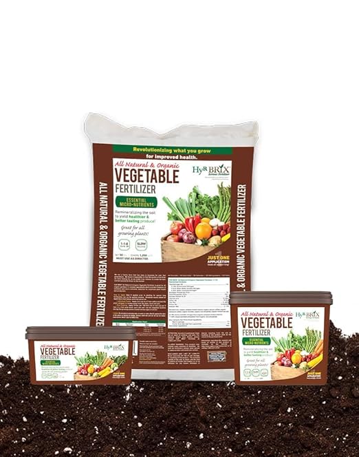 HyR BRIX Organic Vegetable Fertilizer 1-1-8 (5 LBS) - The Perfect Slow Release All Purpose Fertilizer Designed to Feed Your Garden Shrubs and Trees All Season Long!